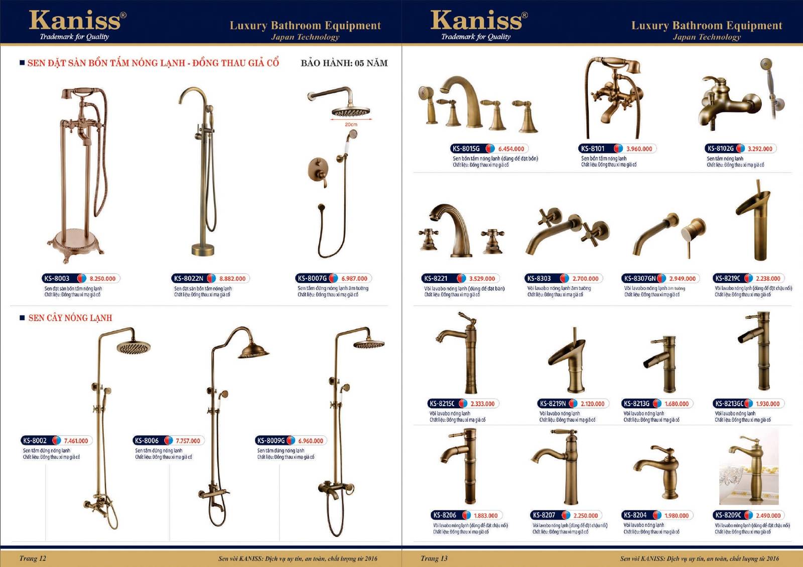 Bảng giá và Catalogue Thiết bị vệ sinh KANISS mới nhất 2025 /Page 7